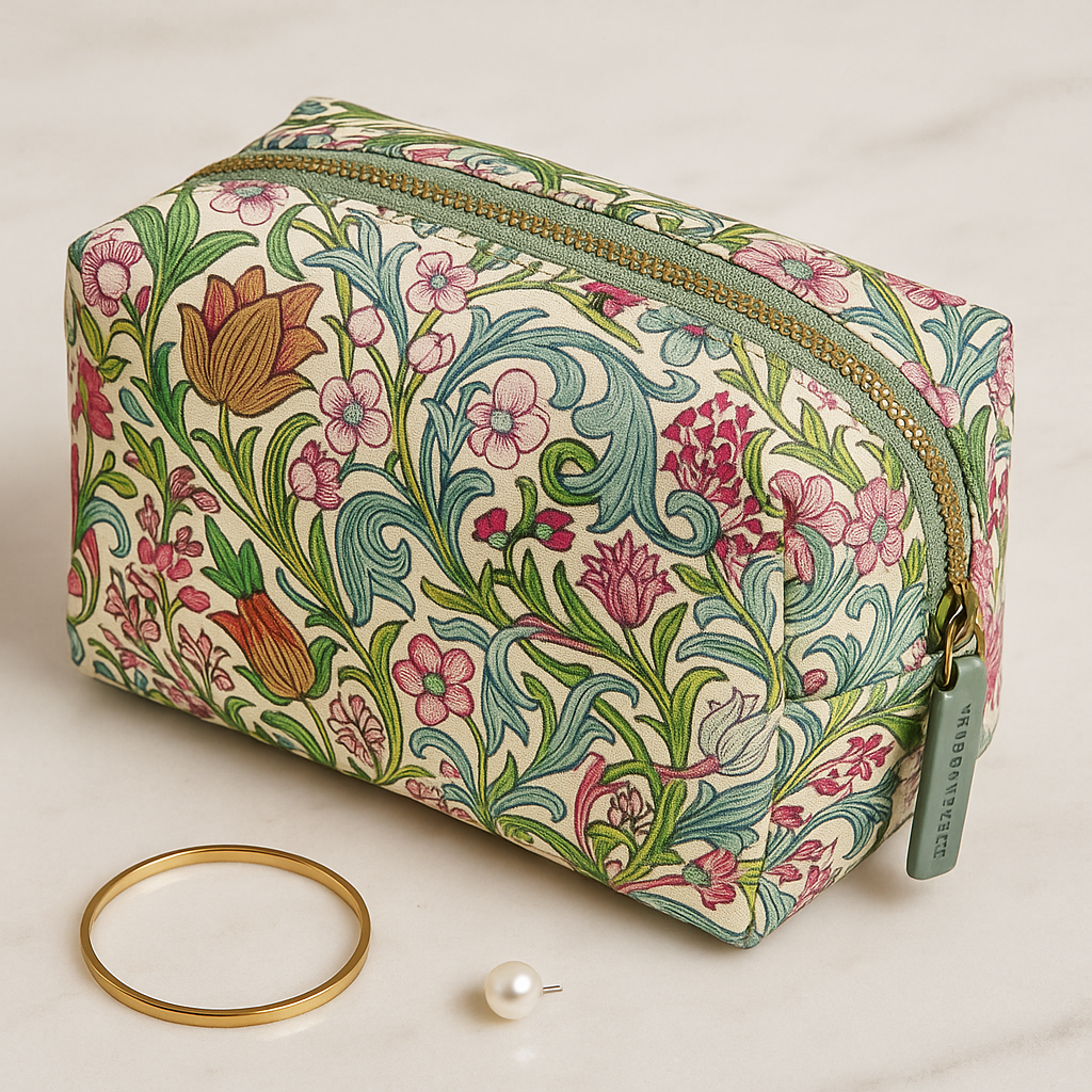 William Morris Lined Cosmetic Bag – Timeless Floral Design for Everyday Elegance