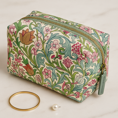 William Morris Lined Cosmetic Bag – Timeless Floral Design for Everyday Elegance