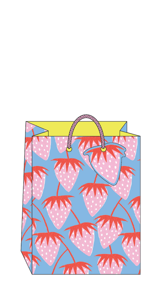 Medium Gift Bag Pink Strawberries