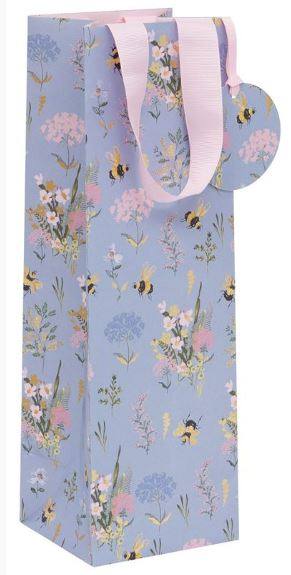 Gift Bag Bottle Bee Meadow Blue