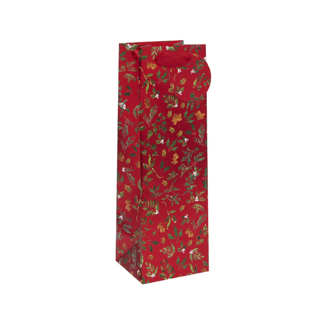 Bottle Bag Merry Christmas Red Foliage