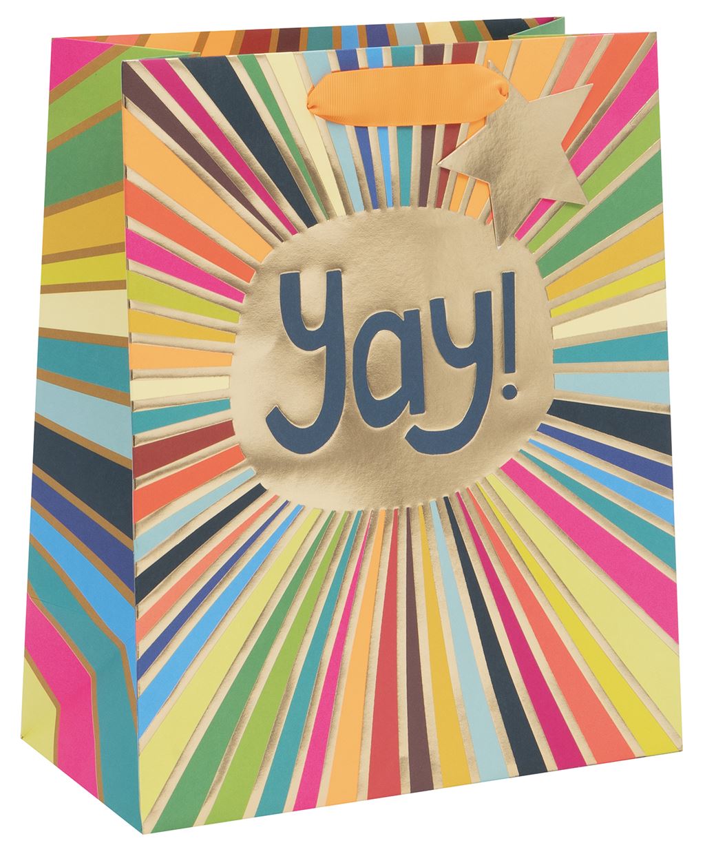 Large Gift Bag Neon Rays with Gift Tag