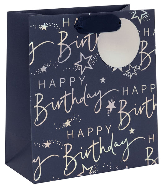 Gift Bag Medium Birthday Blue with Gift Tag