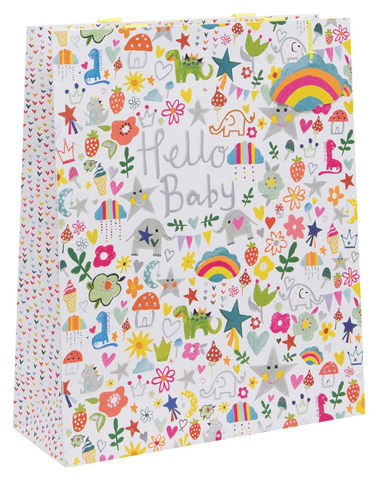 Gift Bag Shopper Hello Baby Icons with Gift Tag