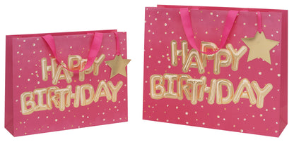 Gift Bag Shopper Birthday Pink with Gift Tag