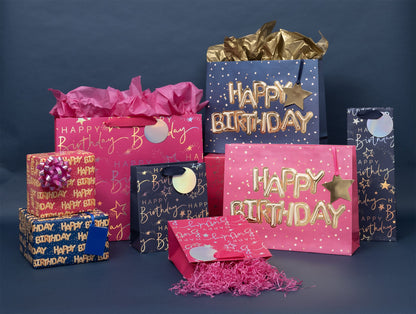 Gift Bag Shopper Birthday Pink with Gift Tag