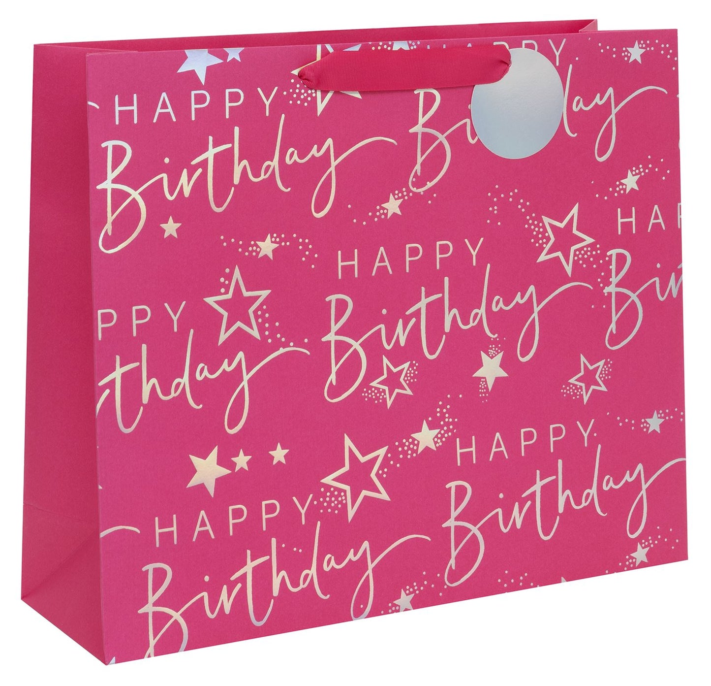 Gift Bag Landscape Shopper Birthday Pink with Gift Tag