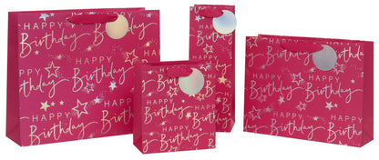 Gift Bag Landscape Shopper Birthday Pink with Gift Tag