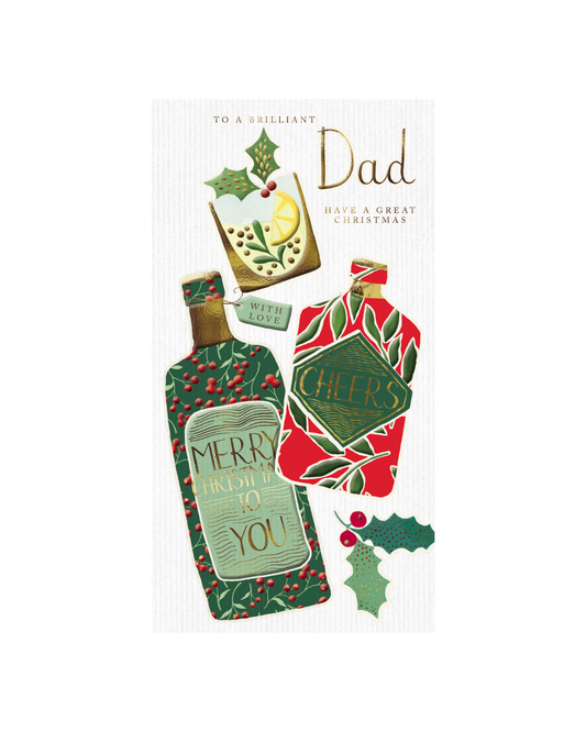 Card Liquer Bottles & Spirit Glass with Holly Dad