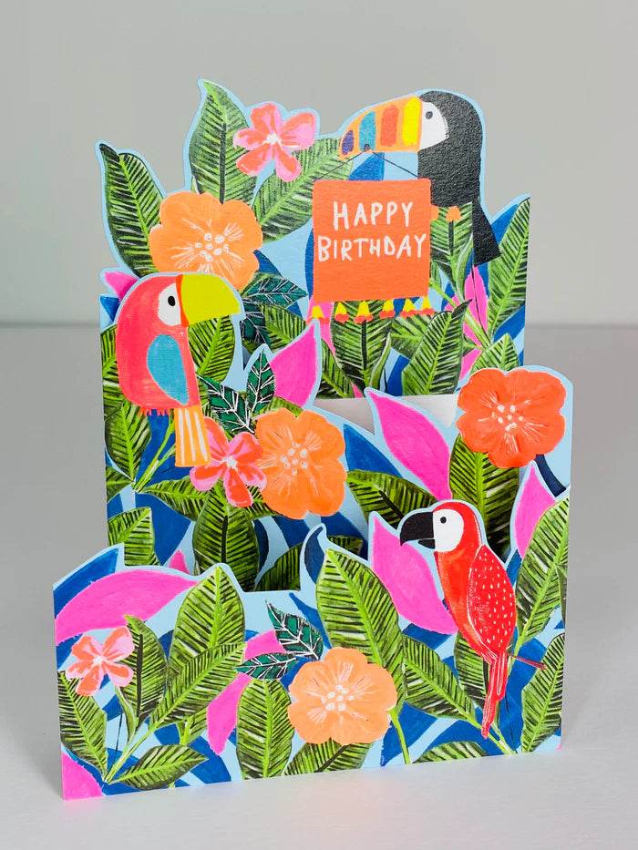 Card Birthday Tropical Birds