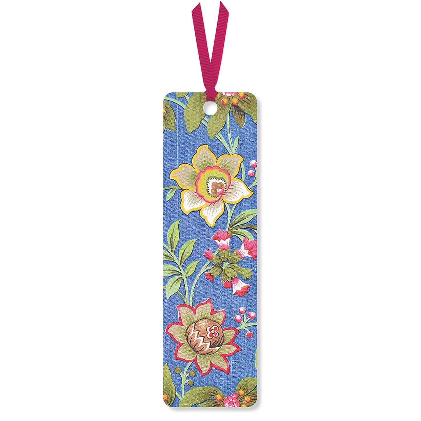 Floral on Blue Cotton Bookmark