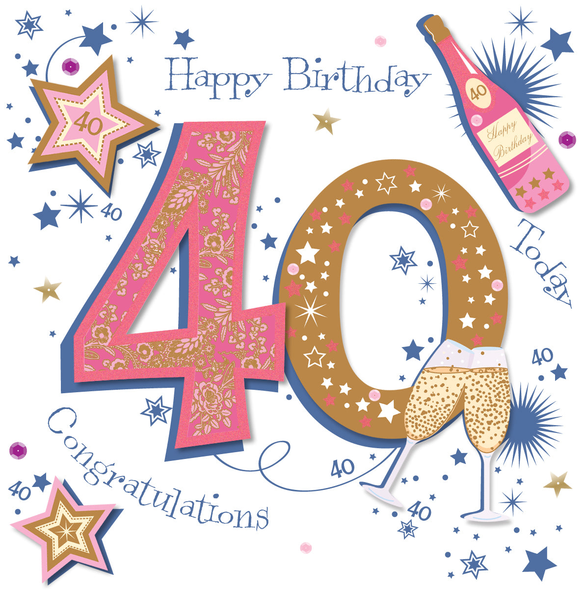 Card 40th Birthday Pink