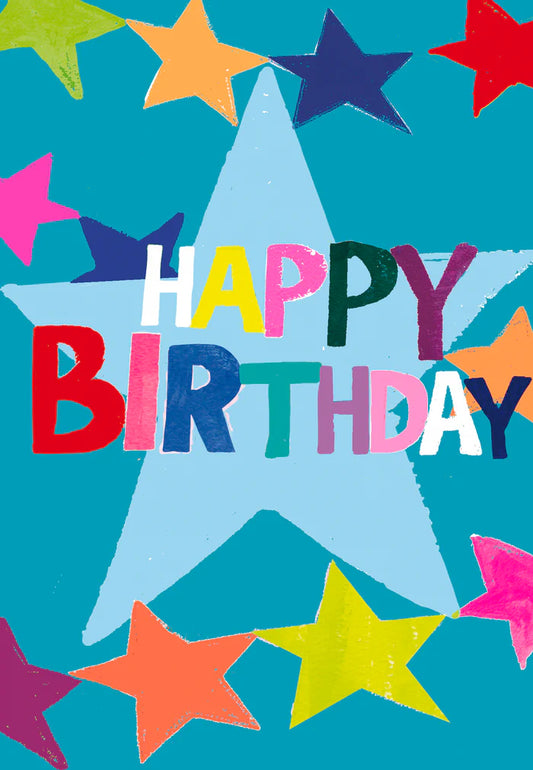 Card Birthday Blue Star