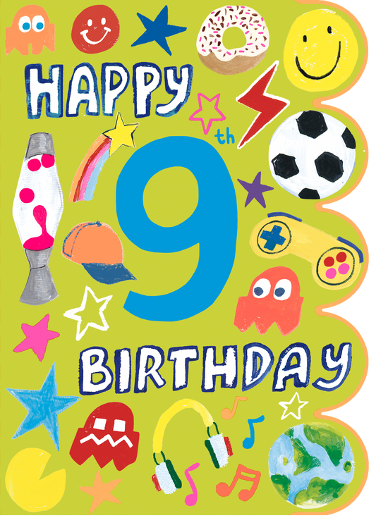 Sunshine Age 9 Icons Birthday Card