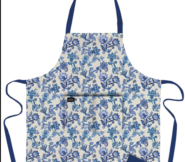 Blue Paisley 100% Organic Cotton Apron