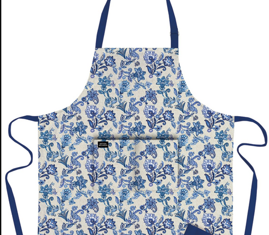 Blue Paisley 100% Organic Cotton Apron