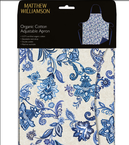 Blue Paisley 100% Organic Cotton Apron