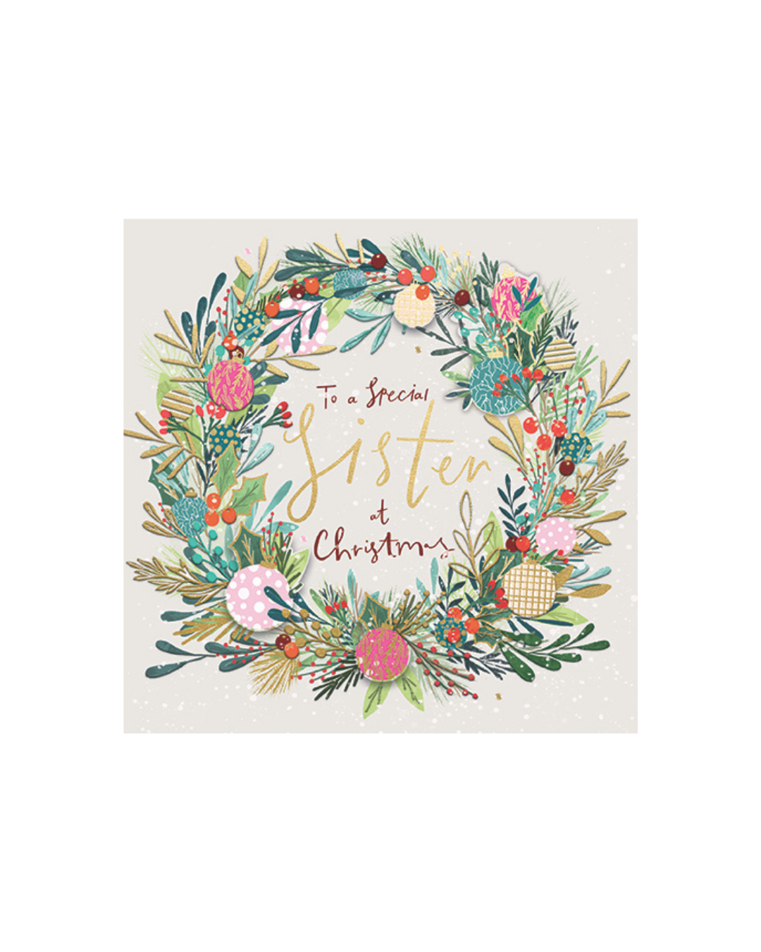 Card Bauble Wreath Sister