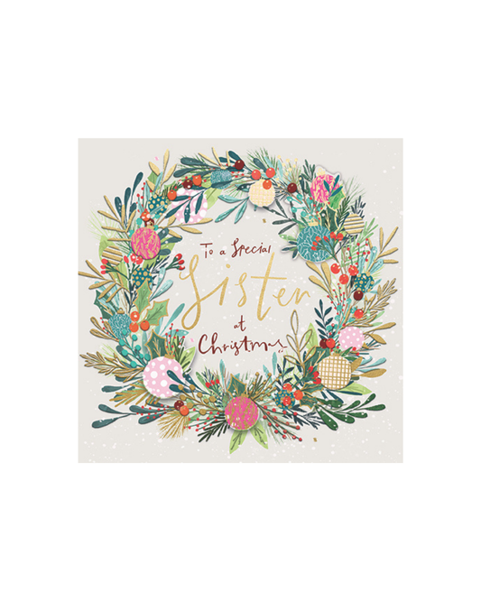 Card Bauble Wreath Sister