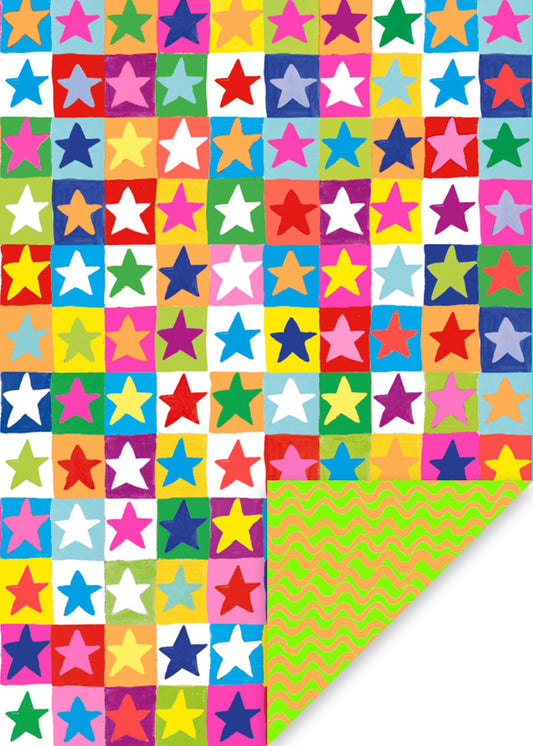 Neon Stars Flat Wrap