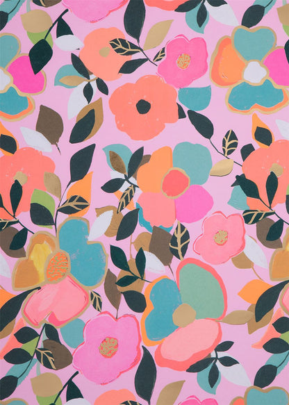 Neon Floral Gift Wrap