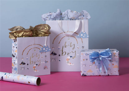 Baby Boy Clouds Gift Wrap