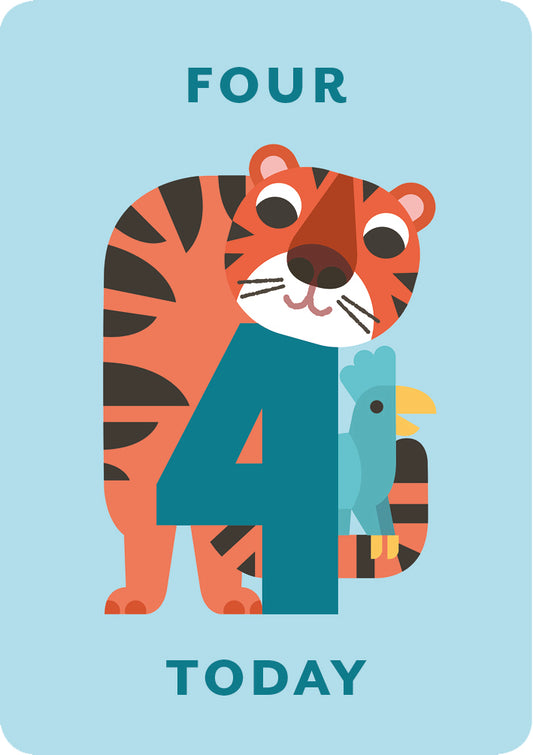 Zig Zag Zoo Age 4 Birthday Card