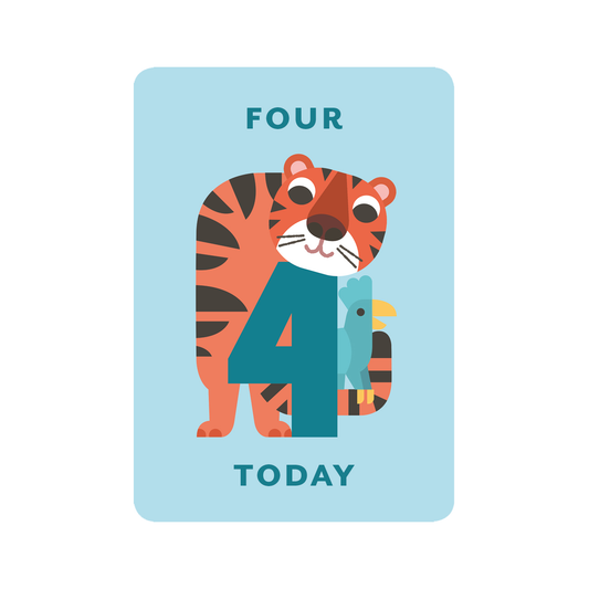 Zig Zag Zoo Age 4 Birthday Card