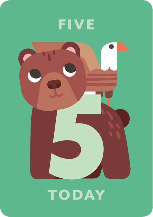 Zig Zag Zoo Age 5 Birthday Card