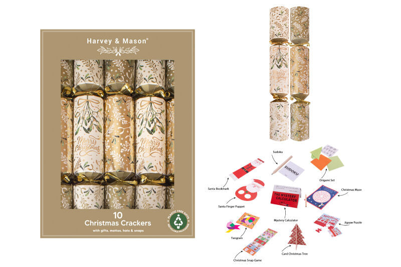 Large Gold Mistletoe Crackers