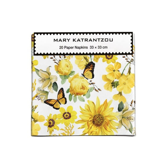 Paper Napkins Yellow Butterflies