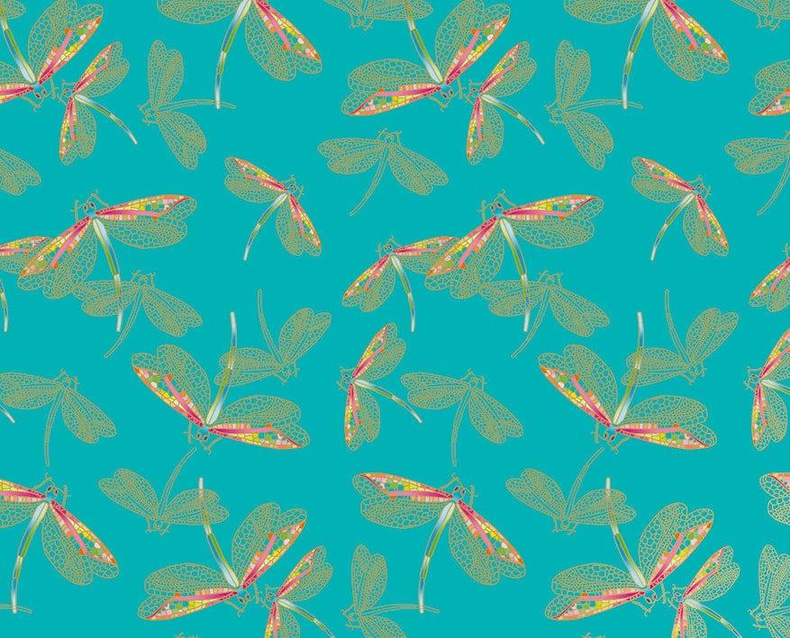 Aqua Dragonflies Gift Wrap