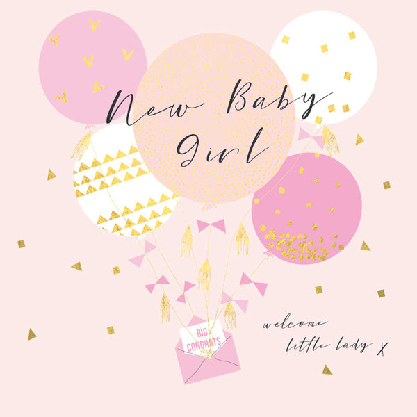 Baby Girl Balloons Card