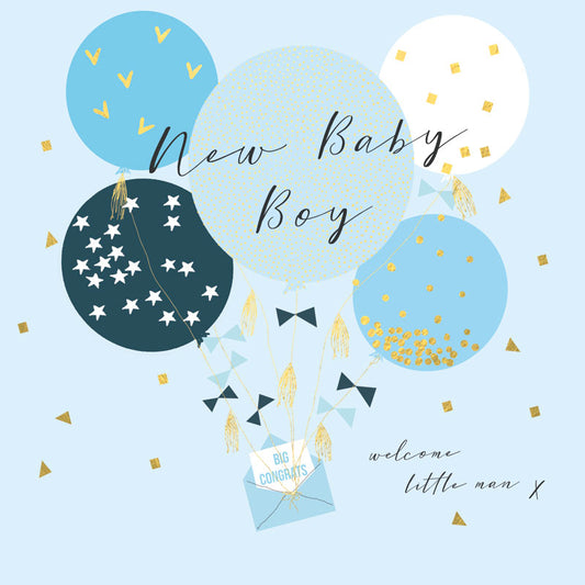 Baby Boy Balloons Card