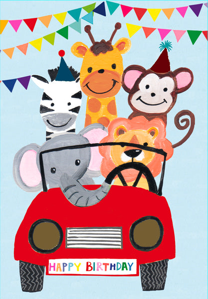 Happy Birthday Animal Car