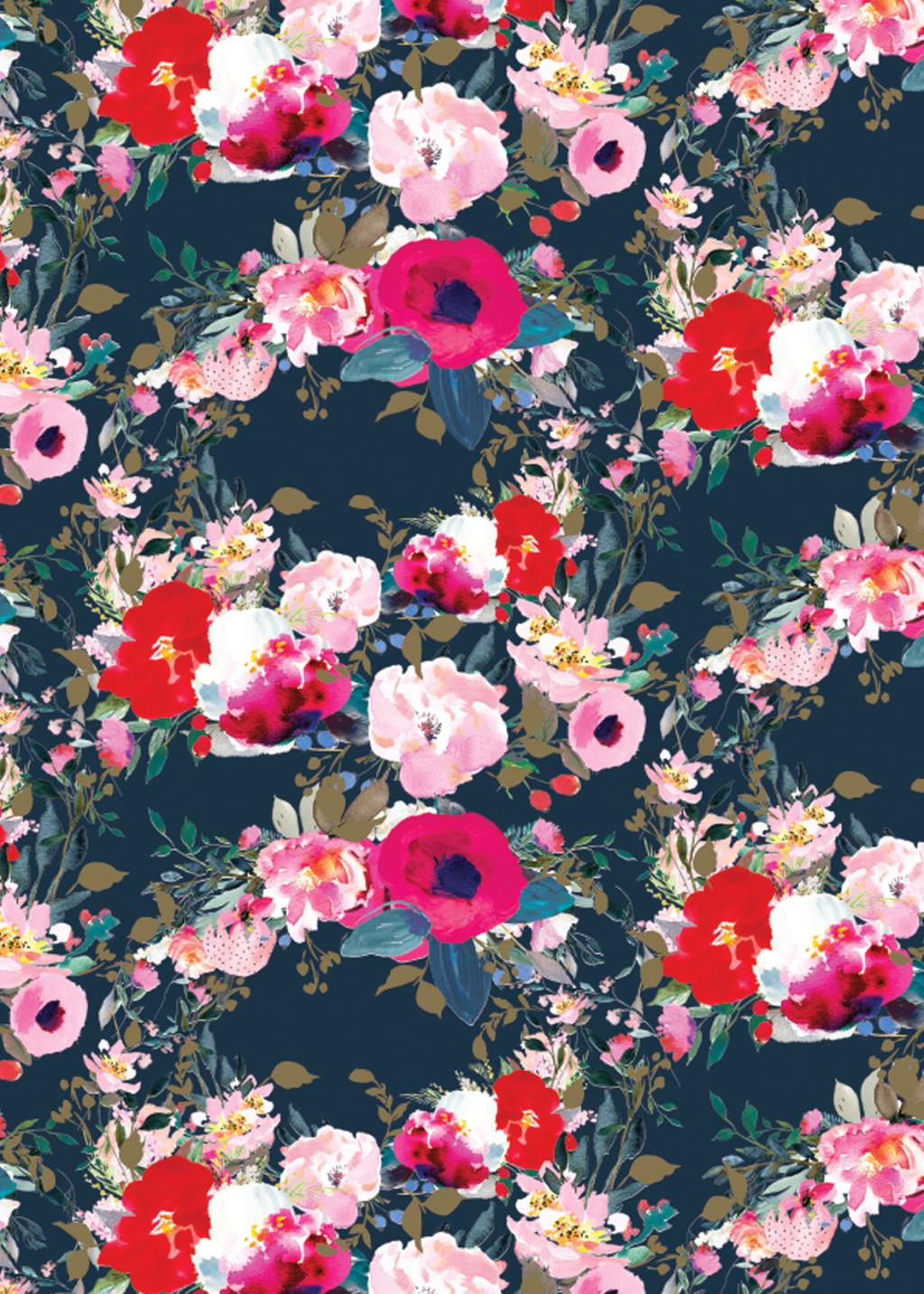 Roll Wrap 2m Black Floral