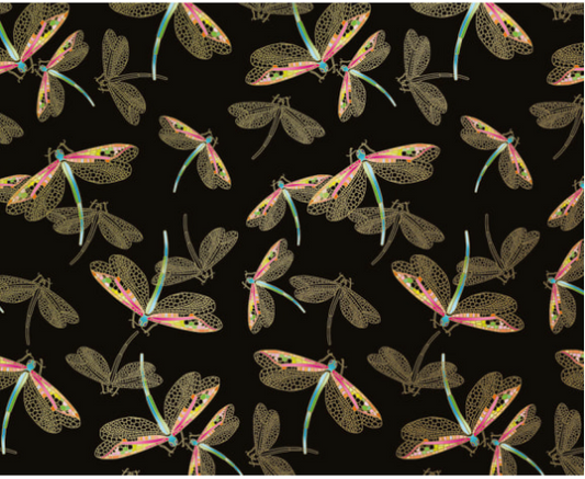 Black Gold Dragonflies Gift Wrap