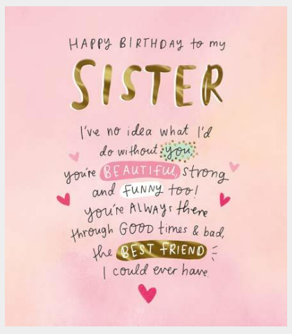 Card Birthday Sister